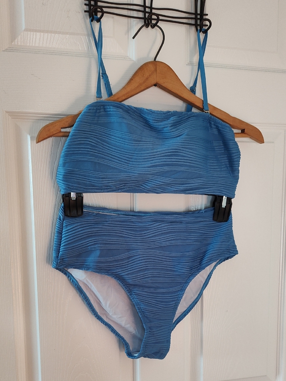 Source Unknown Blue Ribbed Two-Piece Bikini Set